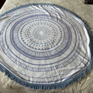 Round Blue and White Mandala Table cloth